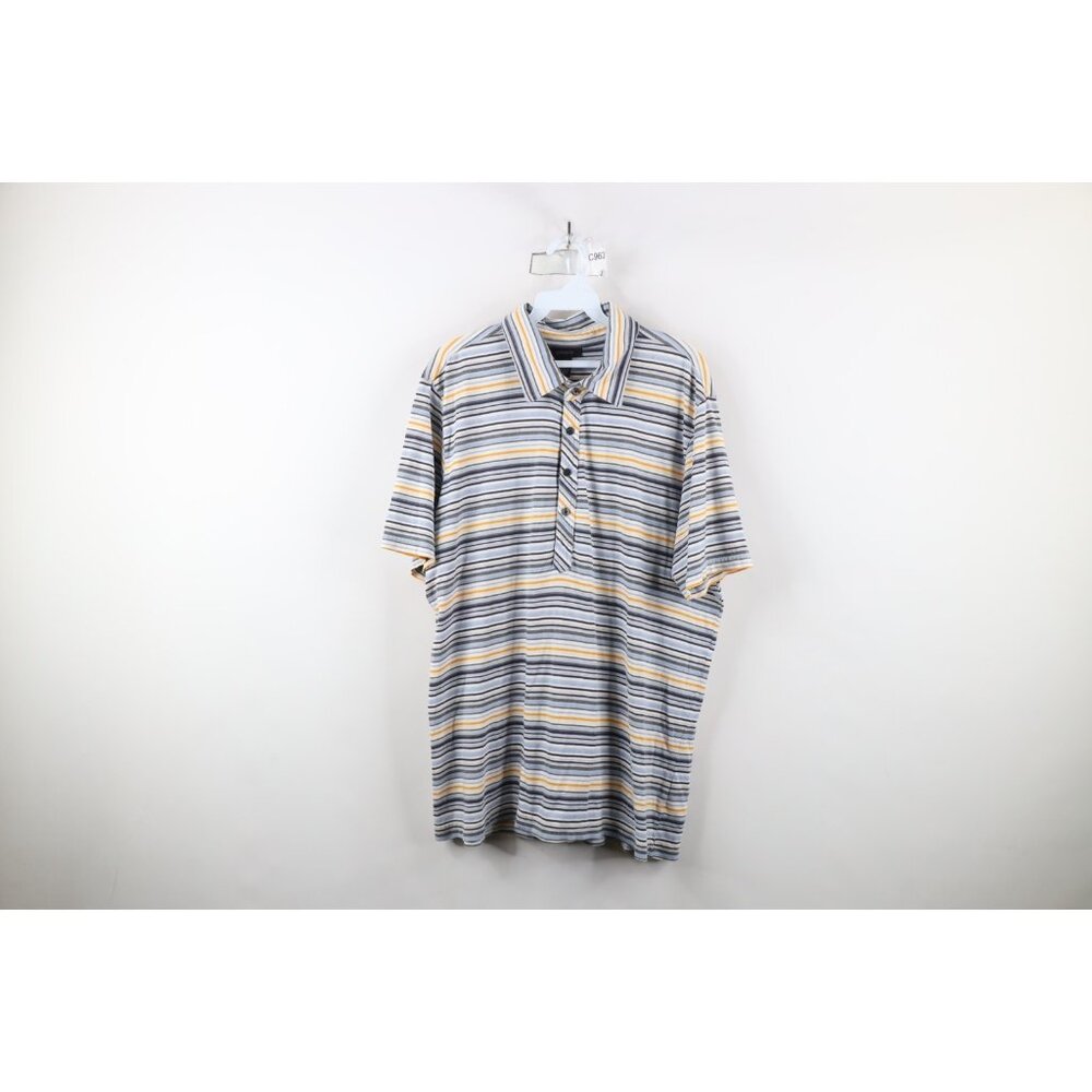 Vintage Express Mens XL Distressed Rainbow Striped Knit Collared Polo Shirt - Picture 1 of 11